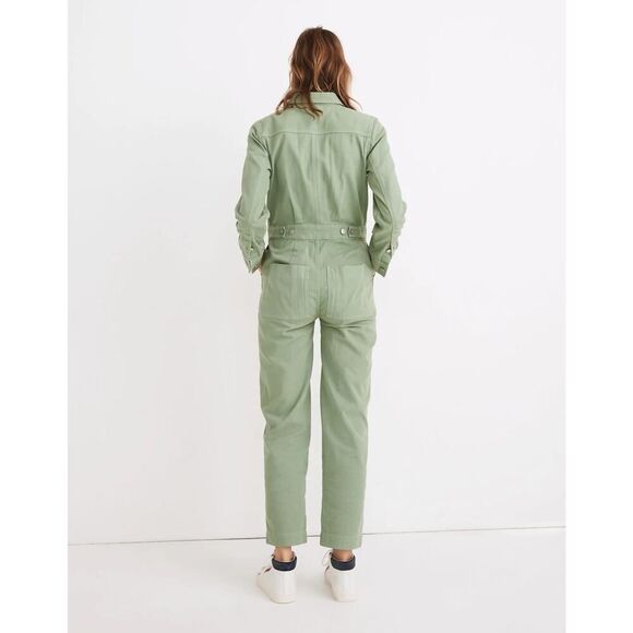 Madewell Garment-Dyed Relaxed Coverall Jumpsuit Pale Evergreen - Size: Small - Picture 3 of 13